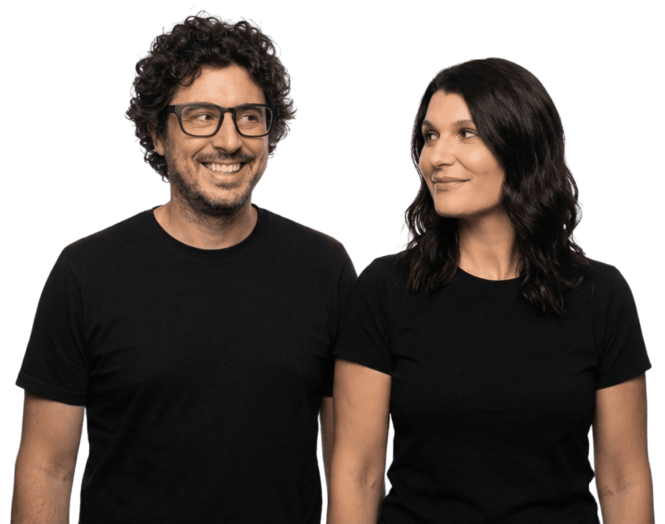Dave and Emily, hosts of Different Is Normal, smiling